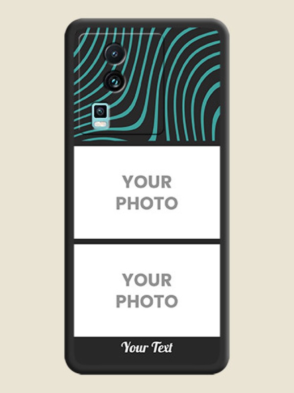 Custom Wave Pattern with 2 Image Holder on Space Black Personalized Soft Matte Phone Covers -iQOO Neo 7 Pro 5G - alternate view