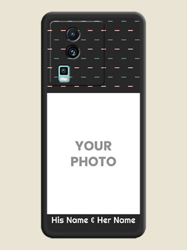 Custom Line Pattern Design with Text on Space Black Custom Soft Matte Phone Back Cover -iQOO Neo 7 Pro 5G - alternate view