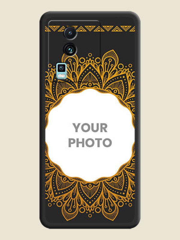 Custom Round Image with Floral Design - Photo on Space Black Soft Matte Mobile Cover -iQOO Neo 7 Pro 5G - alternate view