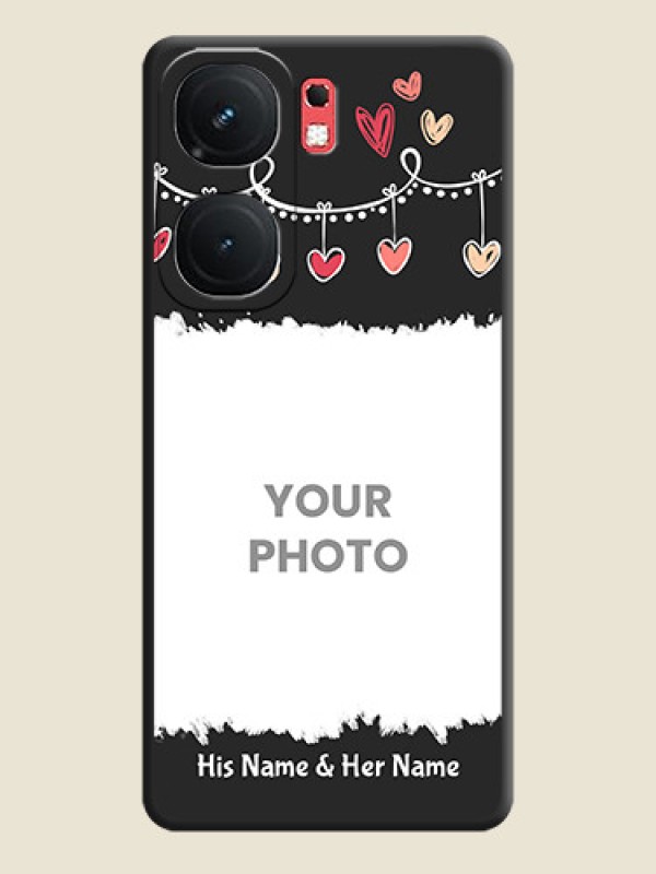 Custom Pink Love Hangings with Name on Space Black Custom Soft Matte Phone Cases - iQOO Neo 9 Pro 5G - alternate view