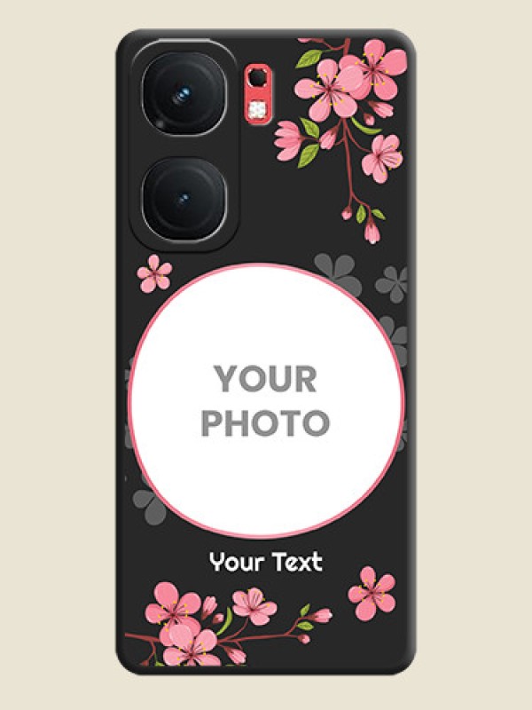 Custom Round Image with Pink Color Floral Design - Photo on Space Black Soft Matte Back Cover - iQOO Neo 9 Pro 5G - alternate view