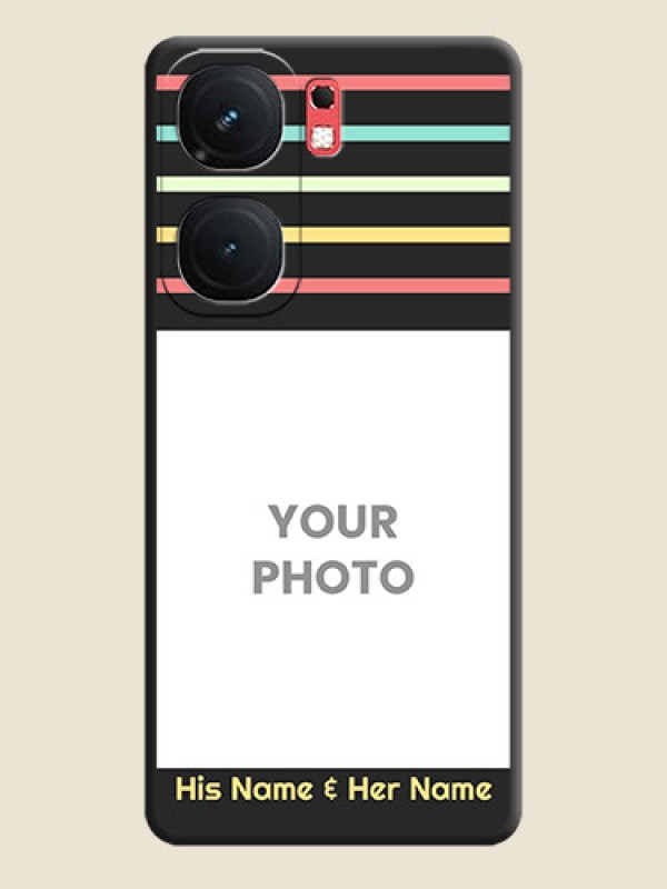 Custom Color Stripes with Photo and Text - Photo on Space Black Soft Matte Mobile Case - iQOO Neo 9 Pro 5G - alternate view