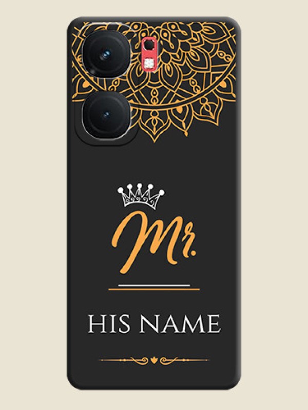 Custom Mr Name with Floral Design on Personalised Space Black Soft Matte Cases - iQOO Neo 9 Pro 5G - alternate view