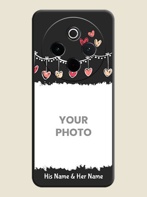 Custom Pink Love Hangings with Name On Space Black Custom Soft Matte Mobile Back Cover - iQOO Z10 5G - alternate view