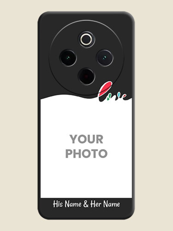 Custom Fall in Love Pattern with Picture on Photo On Space Black Custom Soft Matte Mobile Back Cover - iQOO Z10 5G - alternate view