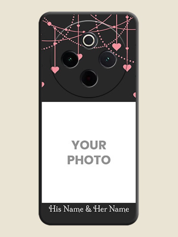 Custom Pink Love Hangings with Text On Space Black Custom Soft Matte Mobile Back Cover - iQOO Z10 5G - alternate view