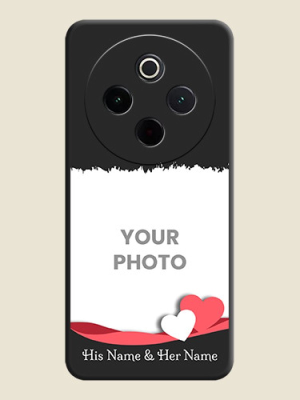 Custom Pin Color Love Shaped Ribbon Design with Text On Space Black Custom Soft Matte Mobile Back Cover - iQOO Z10 5G - alternate view