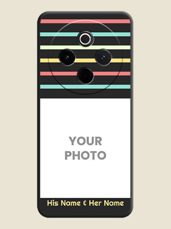 Custom Color Stripes with Photo and Text on Photo On Space Black Custom Soft Matte Mobile Back Cover - iQOO Z10 5G - alternate view