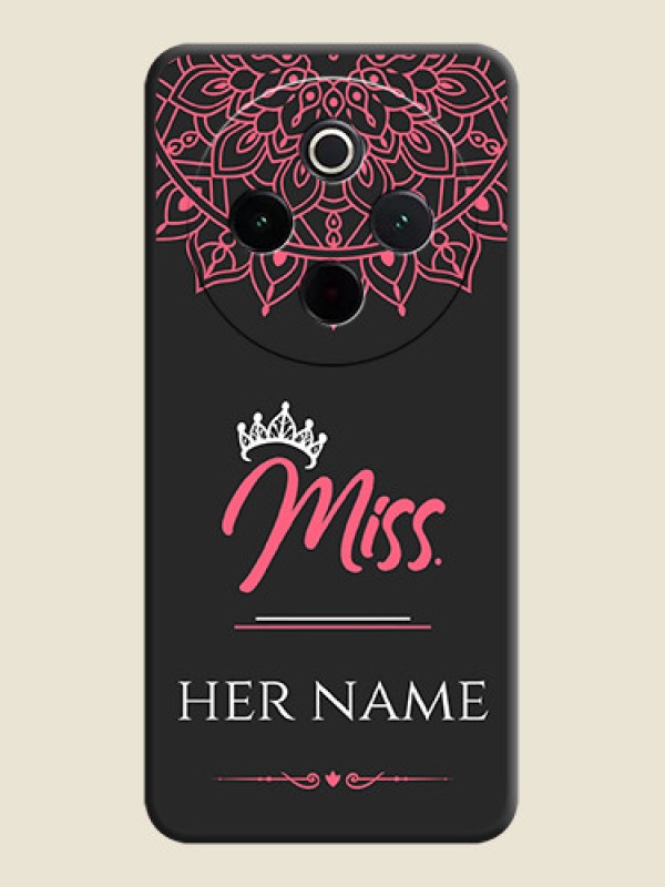 Custom Mrs Name with Floral Design On Space Black Custom Soft Matte Mobile Back Cover - iQOO Z10 5G - alternate view