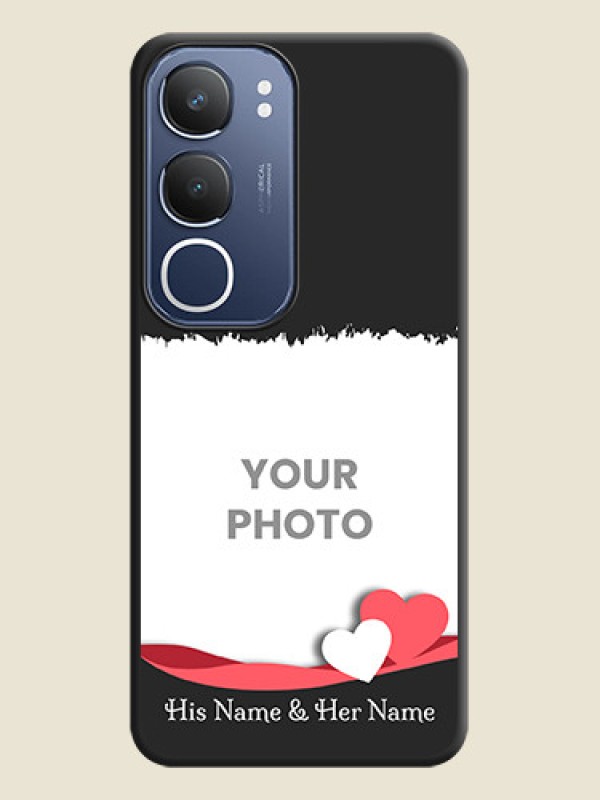 Custom Pin Color Love Shaped Ribbon Design with Text On Space Black Custom Soft Matte Mobile Back Cover - iQOO Z10 Lite - alternate view