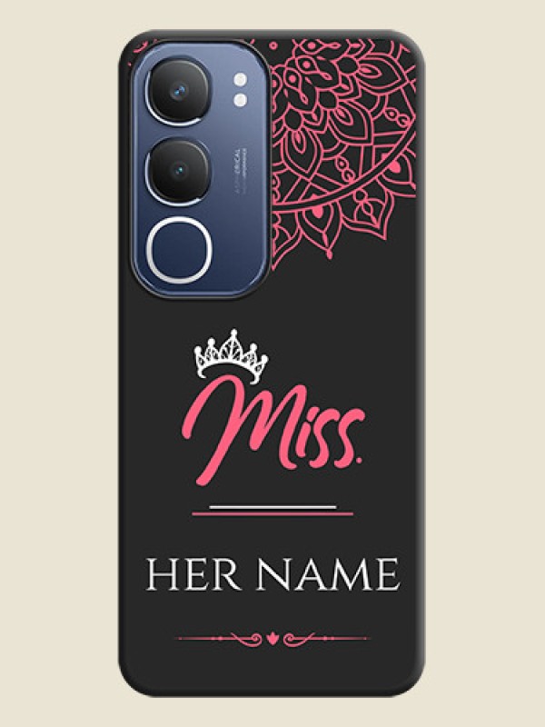 Custom Mrs Name with Floral Design On Space Black Custom Soft Matte Mobile Back Cover - iQOO Z10 Lite - alternate view