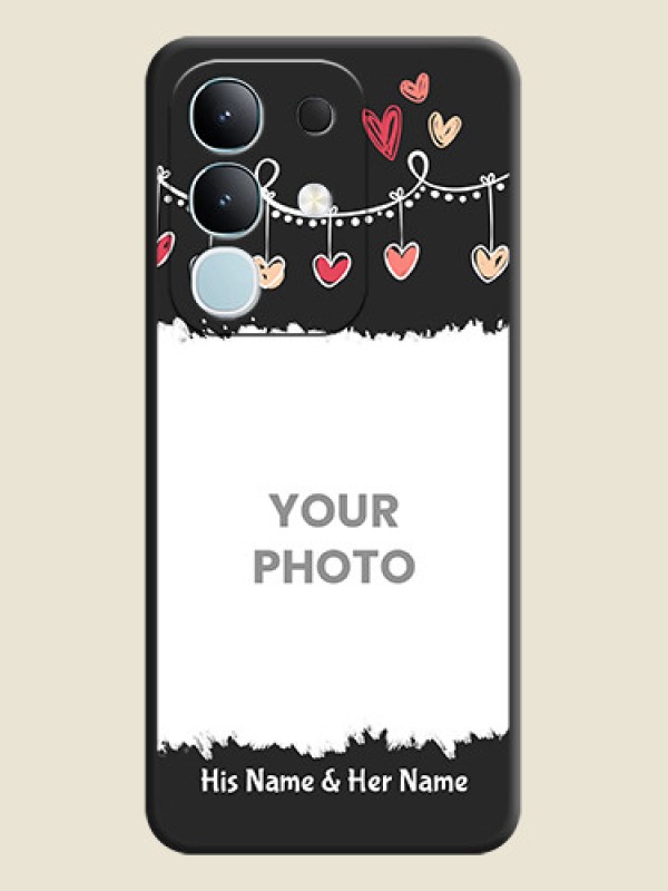 Custom Pink Love Hangings with Name On Space Black Custom Soft Matte Mobile Back Cover - iQOO Z10x 5G - alternate view