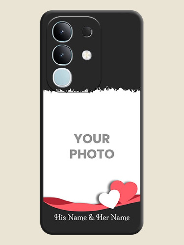 Custom Pin Color Love Shaped Ribbon Design with Text On Space Black Custom Soft Matte Mobile Back Cover - iQOO Z10x 5G - alternate view