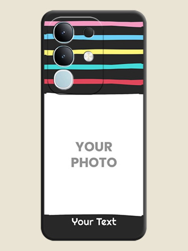 Custom Multicolor Lines with Image On Space Black Custom Soft Matte Mobile Back Cover - iQOO Z10x 5G - alternate view