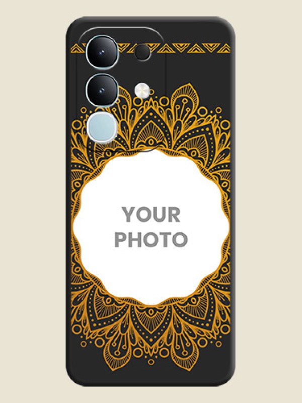 Custom Round Image with Floral Design On Space Black Custom Soft Matte Mobile Back Cover - iQOO Z10x 5G - alternate view