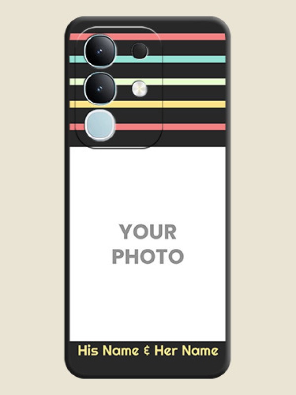 Custom Color Stripes with Photo and Text on Photo On Space Black Custom Soft Matte Mobile Back Cover - iQOO Z10x 5G - alternate view