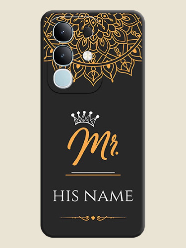 Custom Mr Name with Floral Design On Space Black Custom Soft Matte Mobile Back Cover - iQOO Z10x 5G - alternate view
