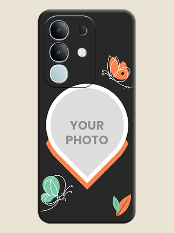 Custom Upload Pic With Simple Butterly Design On Space Black Custom Soft Matte Mobile Back Cover - iQOO Z10x 5G - alternate view