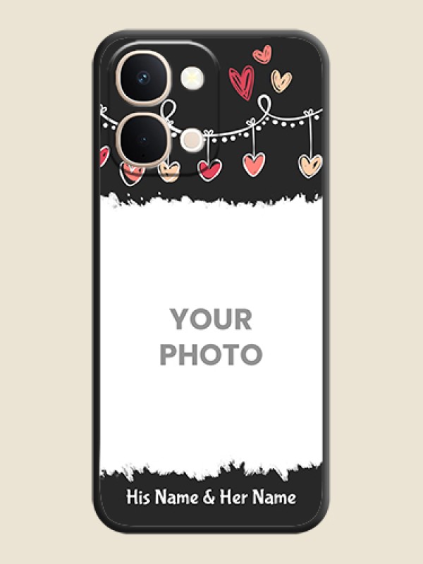 Custom Pink Love Hangings with Name On Space Black Custom Soft Matte Mobile Back Cover - iQOO Z11X 5G - alternate view