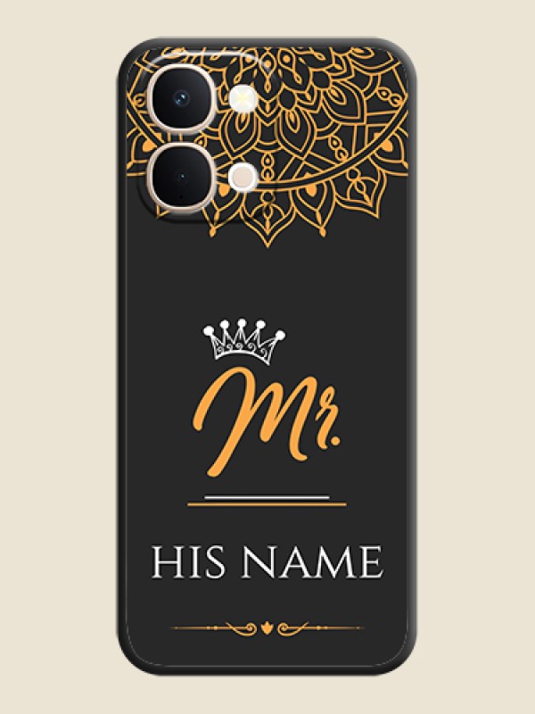 Custom Mr Name with Floral Design On Space Black Custom Soft Matte Mobile Back Cover - iQOO Z11X 5G - alternate view