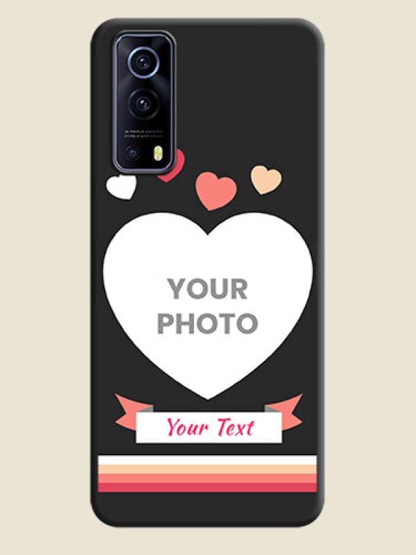 Custom Love Shaped Photo with Colorful Stripes on Personalised Space Black Soft Matte Cases - iQOO Z3 5G - alternate view