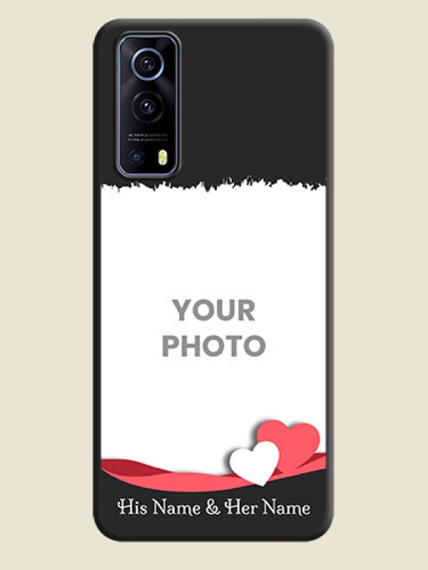 Custom Pin Color Love Shaped Ribbon Design with Text on Space Black Custom Soft Matte Phone Back Cover - iQOO Z3 5G - alternate view