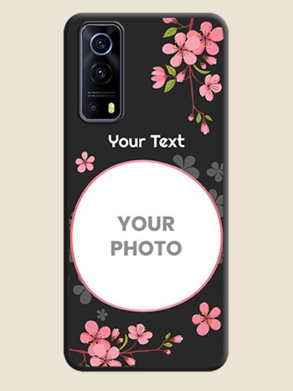 Custom Round Image with Pink Color Floral Design on Photo on Space Black Soft Matte Back Cover - iQOO Z3 5G - alternate view