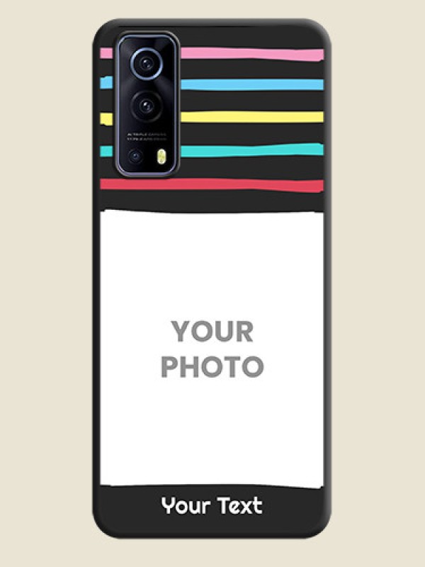 Custom Multicolor Lines with Image on Space Black Personalized Soft Matte Phone Covers - iQOO Z3 5G - alternate view