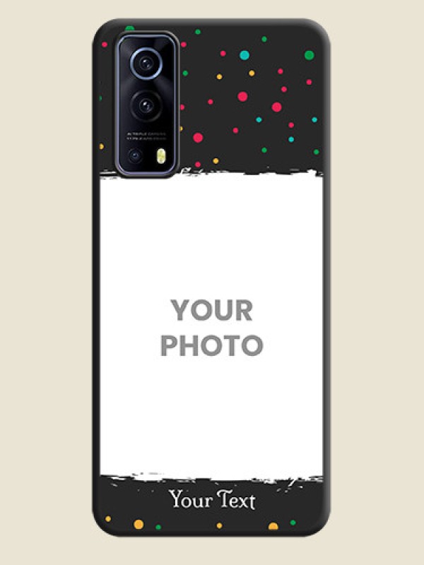 Custom Multicolor Dotted Pattern with Text on Space Black Custom Soft Matte Phone Back Cover - iQOO Z3 5G - alternate view