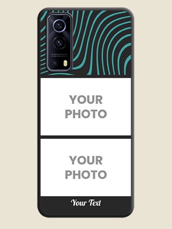 Custom Wave Pattern with 2 Image Holder on Space Black Personalized Soft Matte Phone Covers - iQOO Z3 5G - alternate view