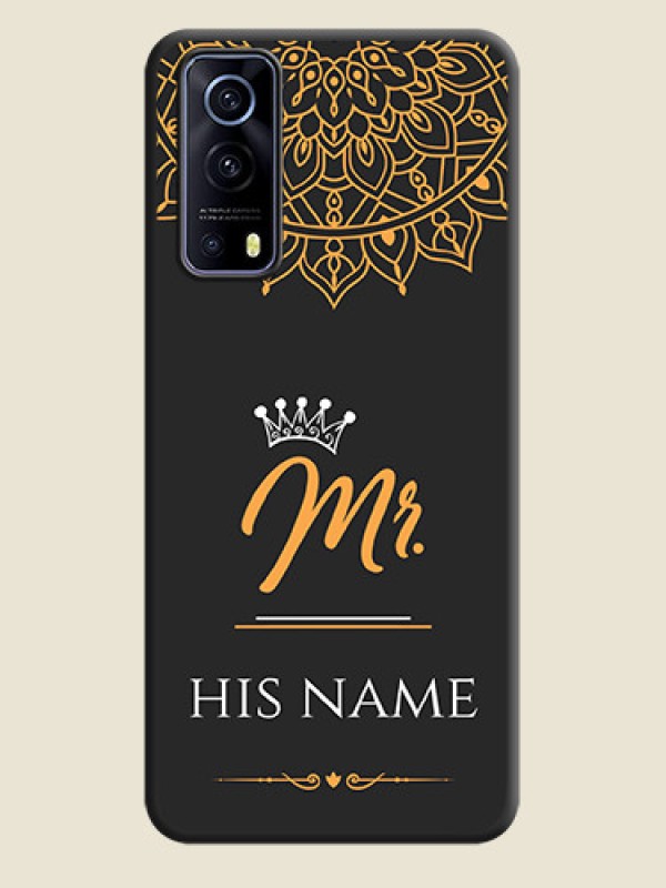 Custom Mr Name with Floral Design  on Personalised Space Black Soft Matte Cases - iQOO Z3 5G - alternate view