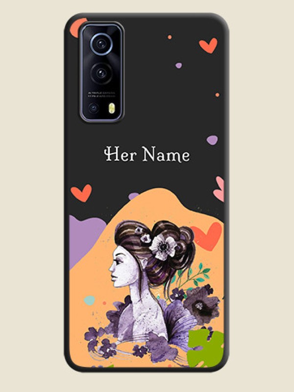 Custom Namecase For Her With Fancy Lady Image On Space Black Personalized Soft Matte Phone Covers -Iqoo Z3 5G - alternate view