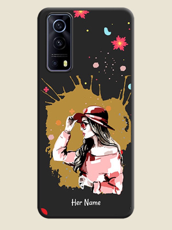 Custom Mordern Lady With Color Splash Background With Custom Text On Space Black Personalized Soft Matte Phone Covers -Iqoo Z3 5G - alternate view