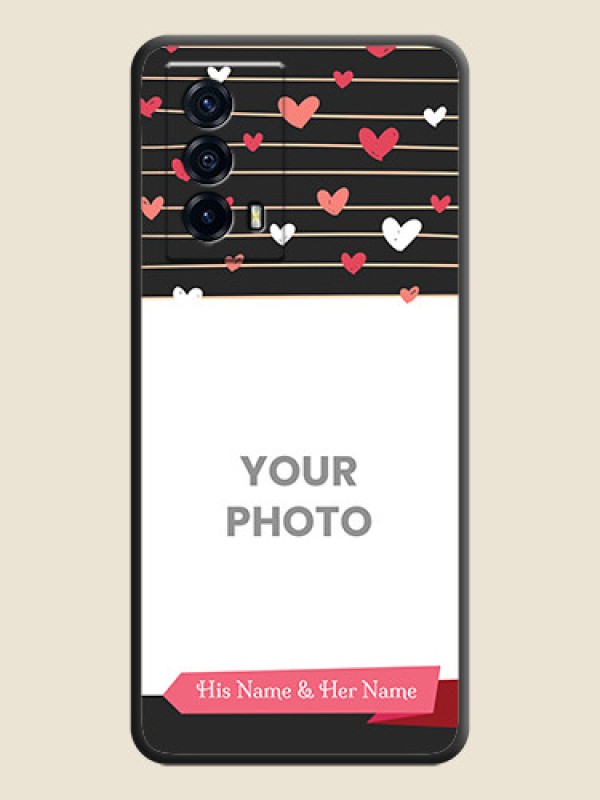 Custom Love Pattern with Name on Pink Ribbon  on Photo on Space Black Soft Matte Back Cover - iQOO Z5 5G - alternate view