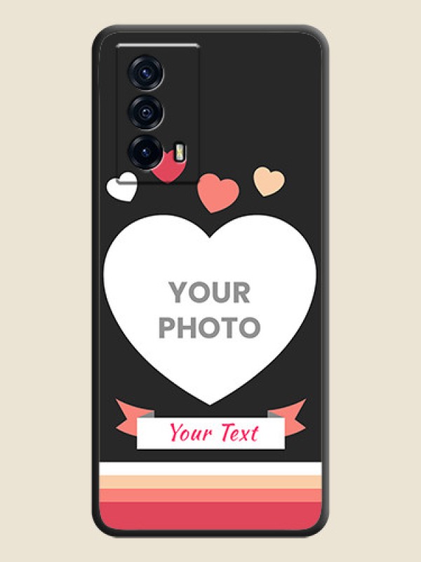 Custom Love Shaped Photo with Colorful Stripes on Personalised Space Black Soft Matte Cases - iQOO Z5 5G - alternate view