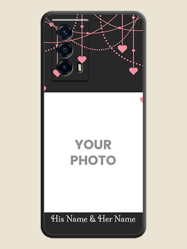 Custom Pink Love Hangings with Text on Space Black Custom Soft Matte Back Cover - iQOO Z5 5G - alternate view