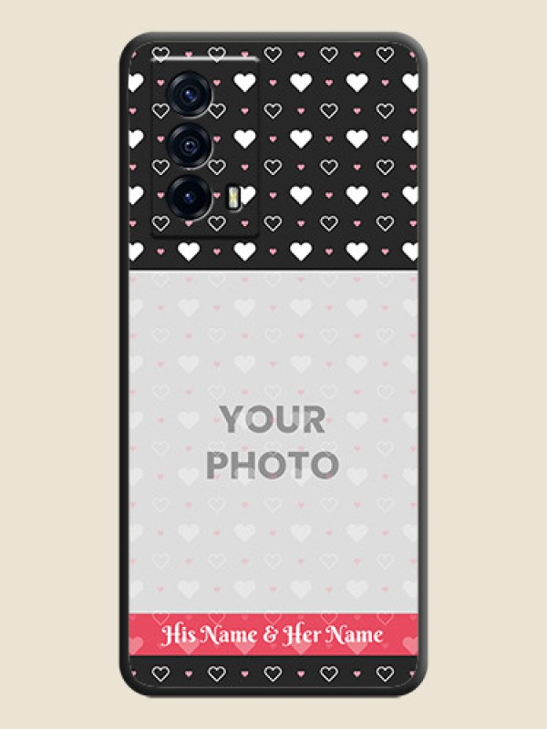 Custom White Color Love Symbols with Text Design on Photo on Space Black Soft Matte Phone Cover - iQOO Z5 5G - alternate view