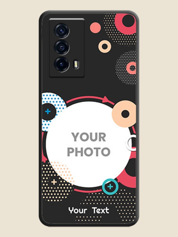 Custom Multicoloured Round Image on Personalised Space Black Soft Matte Cases - iQOO Z5 5G - alternate view