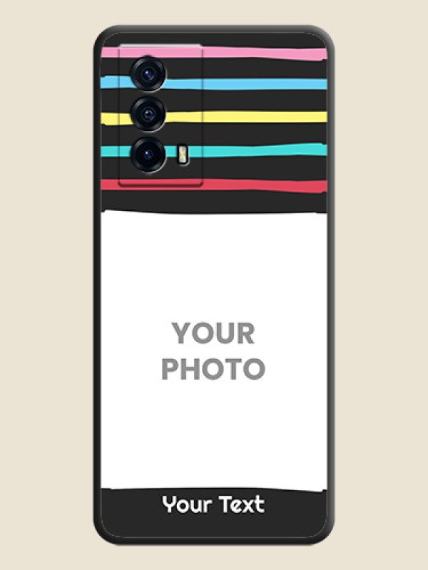 Custom Multicolor Lines with Image on Space Black Personalized Soft Matte Phone Covers - iQOO Z5 5G - alternate view