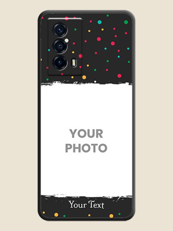 Custom Multicolor Dotted Pattern with Text on Space Black Custom Soft Matte Phone Back Cover - iQOO Z5 5G - alternate view
