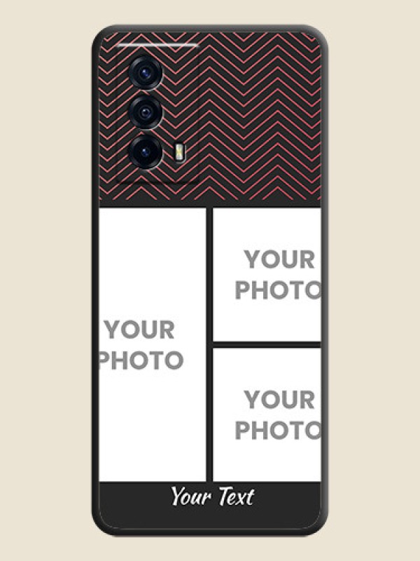 Custom Wave Pattern with 3 Image Holder on Space Black Custom Soft Matte Back Cover - iQOO Z5 5G - alternate view
