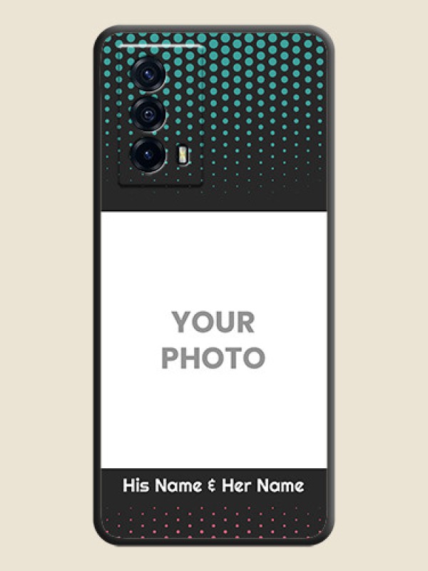 Custom Faded Dots with Grunge Photo Frame and Text on Space Black Custom Soft Matte Phone Cases - iQOO Z5 5G - alternate view