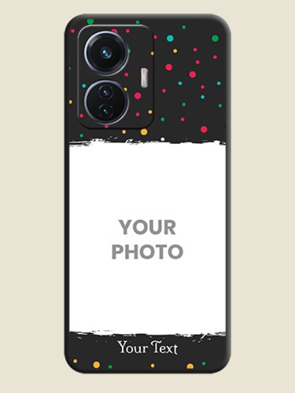 Custom Multicolor Dotted Pattern with Text on Space Black Custom Soft Matte Phone Back Cover - iQOO Z6 5G 44W - alternate view