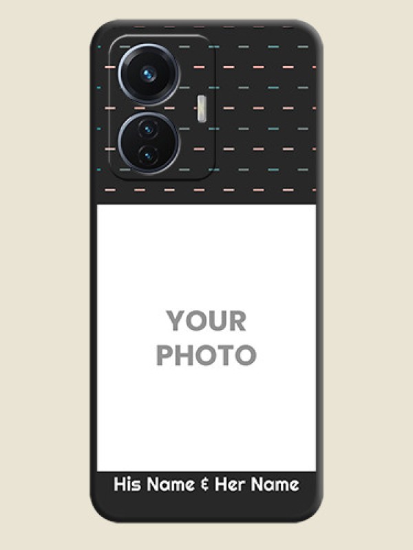 Custom Line Pattern Design with Text on Space Black Custom Soft Matte Phone Back Cover - iQOO Z6 5G 44W - alternate view