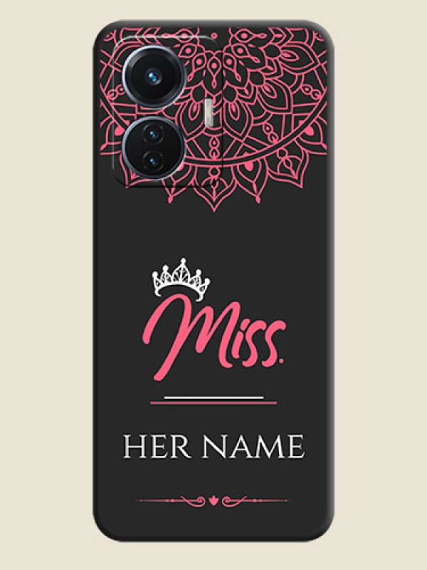 Custom Mrs Name with Floral Design on Space Black Personalized Soft Matte Phone Covers - iQOO Z6 5G 44W - alternate view
