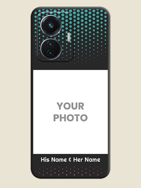 Custom Faded Dots with Grunge Photo Frame and Text on Space Black Custom Soft Matte Phone Cases - iQOO Z6 5G 44W - alternate view