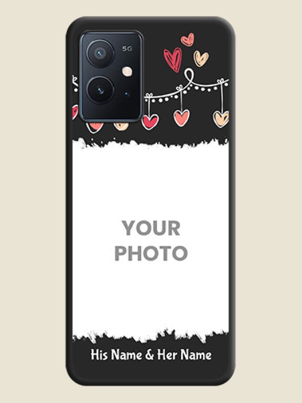 Custom Pink Love Hangings with Name on Space Black Custom Soft Matte Phone Cases - iQOO Z6 5G - alternate view
