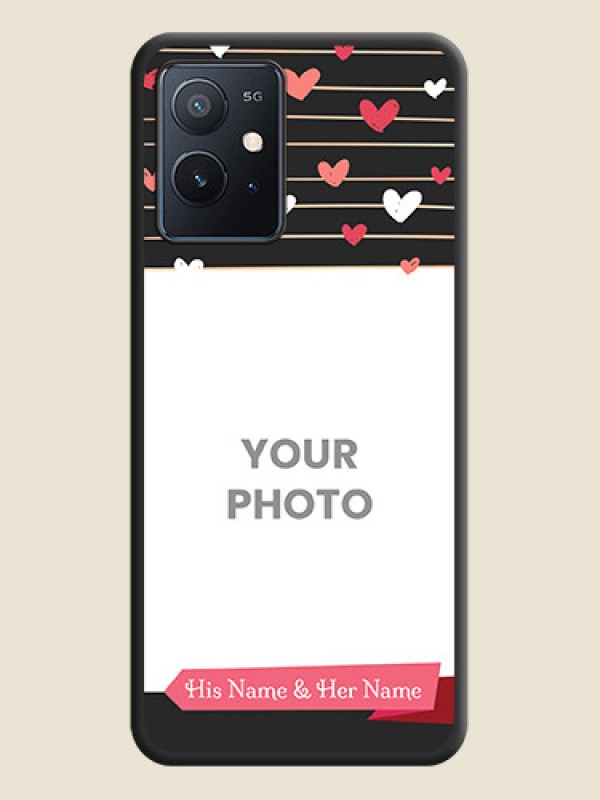 Custom Love Pattern with Name on Pink Ribbon  on Photo on Space Black Soft Matte Back Cover - iQOO Z6 5G - alternate view
