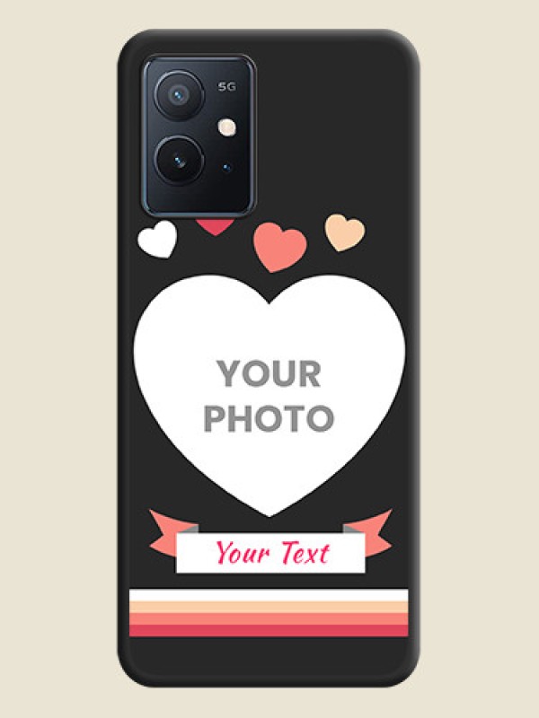 Custom Love Shaped Photo with Colorful Stripes on Personalised Space Black Soft Matte Cases - iQOO Z6 5G - alternate view