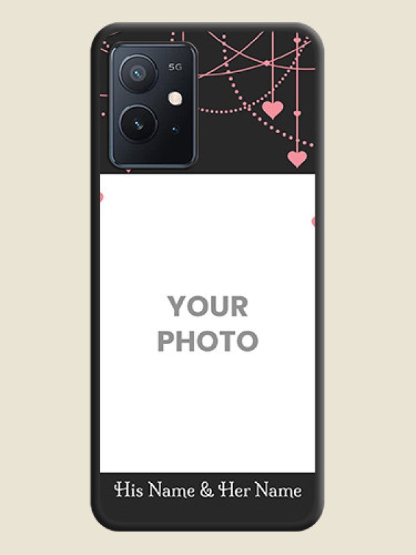 Custom Pink Love Hangings with Text on Space Black Custom Soft Matte Back Cover - iQOO Z6 5G - alternate view